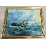 Roger Bedingfield oil on board of vessel YH105 The Wydale,