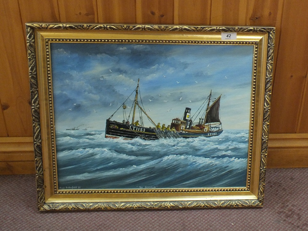 Roger Bedingfield oil on board of Lowestoft vessel LT1183 'The Scadaun',