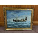 Roger Bedingfield oil on board of Lowestoft vessel LT1183 'The Scadaun',