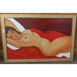 Painting After Modigliani, Reclining Nude,