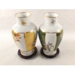 Two Japanese vases of the noble chrysanthemum and orchid with certificate