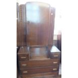 A vintage oak single door wardrobe and a dressing chest with two short and two long drawers