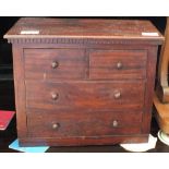 A mahogany apprentice chest of two short and two long drawers