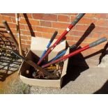 A selection of various garden tools and woodworking tools
