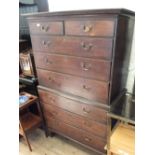 A Georgian oak chest on chest,