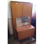 A 1970's teak dressing table and combination wardrobe