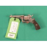 A 7mm pin-fire six shot revolver with working action and fine grips,