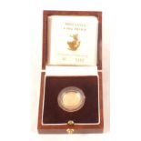 A cased Britannia 1/10 oz proof gold coin, No.