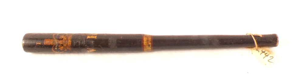 A Victorian painted Police truncheon with No.1 above Crown and V.R.