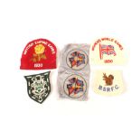 Various cloth badges including 1930 British Empire Games and 1930 Women's World Games