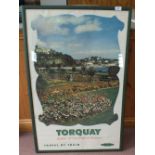 A framed Torquay Western Region railway poster printed by Waterlow & Sons Limited,