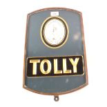A Tolly copper and glass fronted sign advertising Tollemache's Light Tolly by Brilliant Signs Ltd