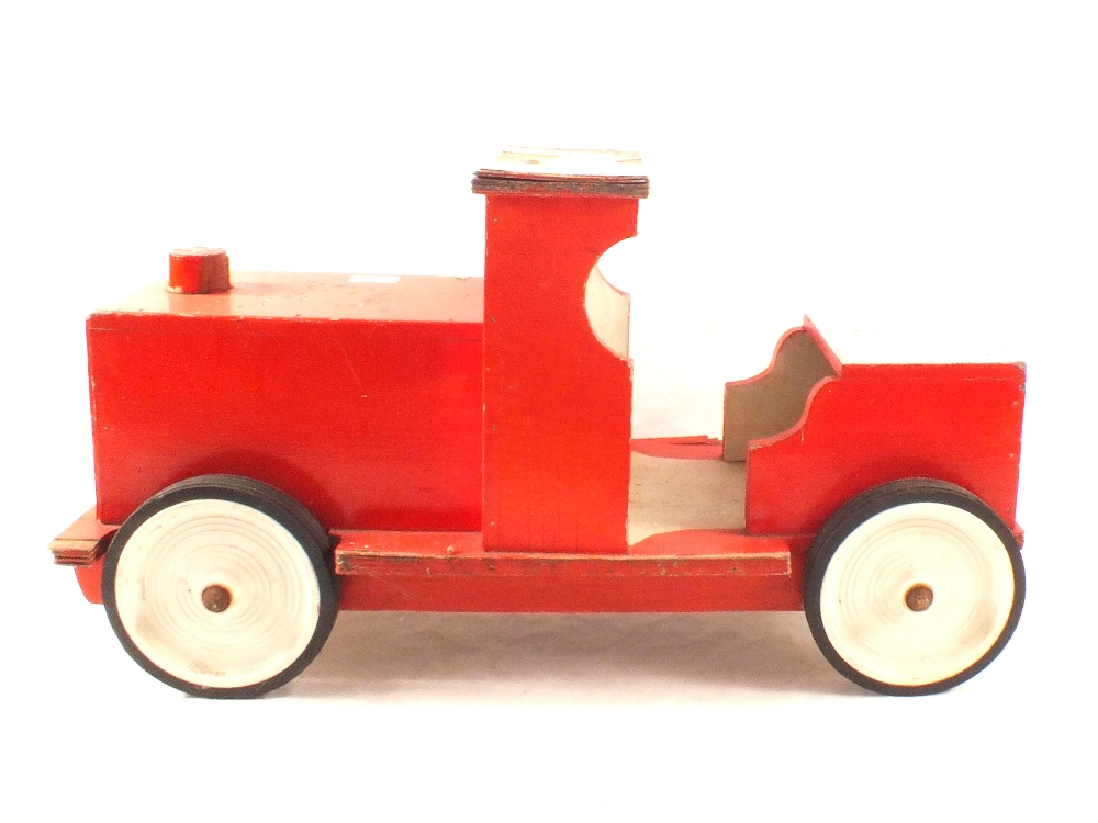 A childs swan rocker, stool, wooden train, - Image 2 of 3