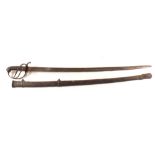 A British 1821 model Royal Artillery Officers sword and scabbard (as found)