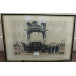 A period hand coloured print 'The Funeral Procession of Lord Viscount Nelson Jan'y 9th 1806' with a