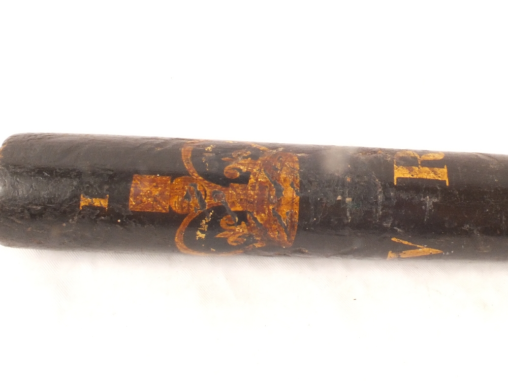 A Victorian painted Police truncheon with No.1 above Crown and V.R. - Image 2 of 2