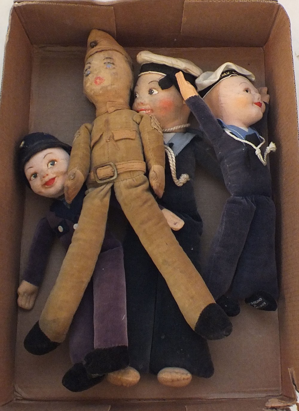Four Norah Wellings dolls, two sailors,