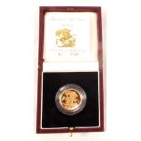 A cased 1993 gold proof sovereign, No.