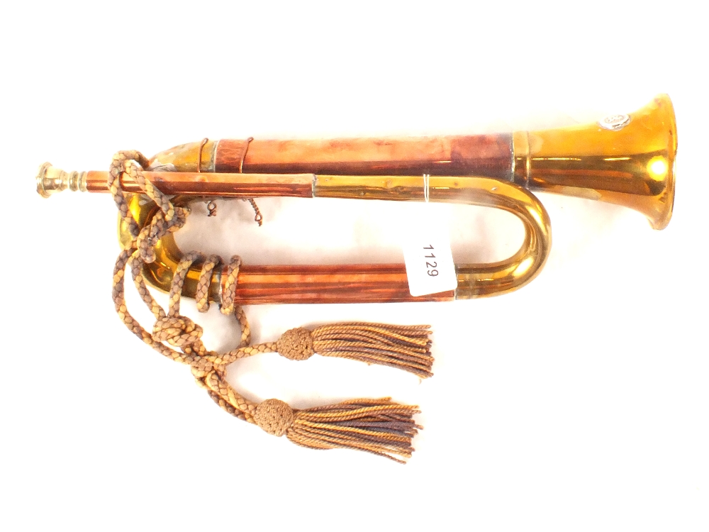 A brass and copper bugle dated 1863