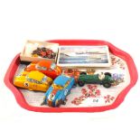 Dinky 2334 Cooper Bristol racing car, three West German friction drive tin plate cars,