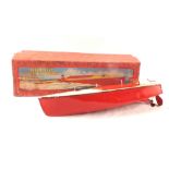 Boxed Hornby tin plate speed boat in red and cream, No.