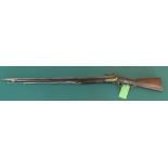 A Flintlock musket 52 1/2" overall with a 37" barrel of approx .