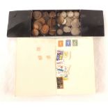 Mainly GB coins including silver plus a small stamp album