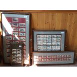 Four frames of cigarette cards