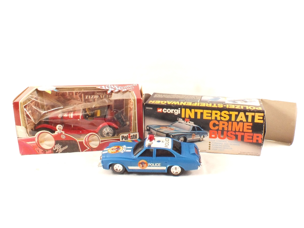 Boxed Corgi M5350 interstate crime buster plus Polistil Alfa Romeo 1750