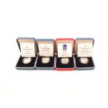 Eight cased silver proof one pound coins including 1989, 1992, 1993, 1997,