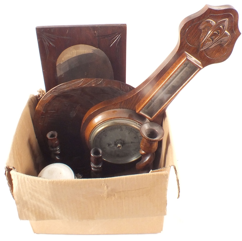 A Singer sewing machine, oak barometer, sundries, - Image 2 of 3