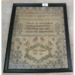 An alphabet, motto and floral sampler by Louisa Robinson 1866,