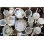 Various porcelain tea wares plus other china (two boxes)