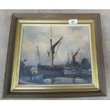 John Worsdale oil on canvas of Thames barges,