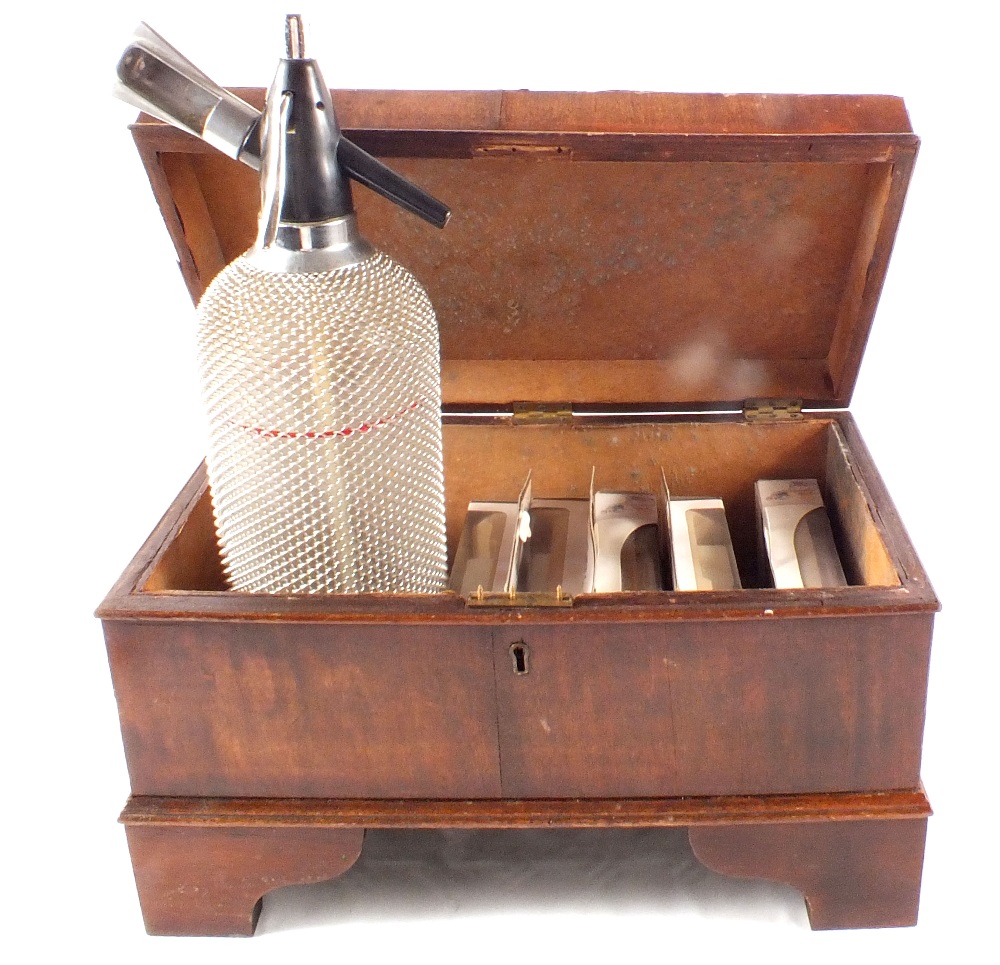 A wooden box containing soda siphon, die cast models, - Image 3 of 3