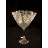 A Victorian lustre glass frill rim goblet,
