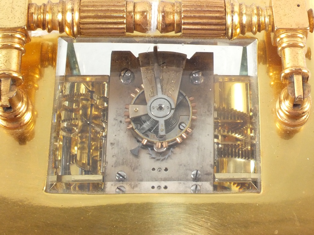 A brass carriage clock in case, dial marked Elkington & Co Ltd, - Image 7 of 7