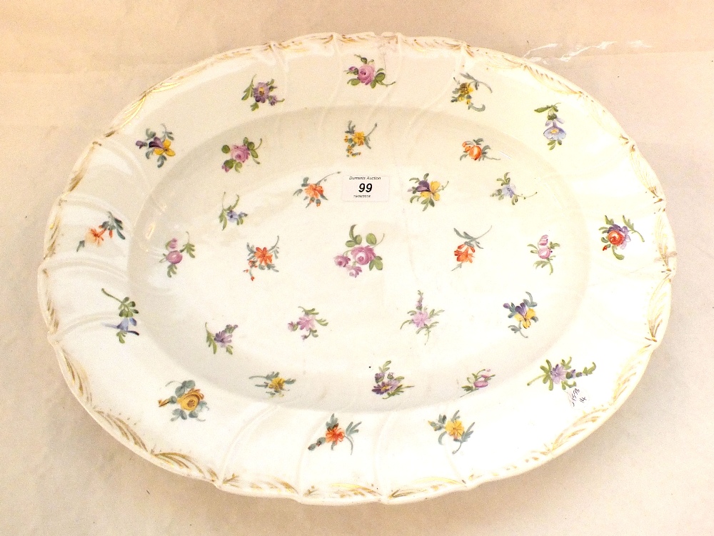 A Czezh porcelain floral meat plate (repaired)