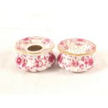 A 19th Century Meissen pink and floral inkwell and a pounce pot