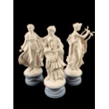 Three Wedgwood white porcelain and Jasperware classical muses limited edition figures, Erato,