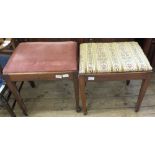 Two mahogany upholstered piano stools