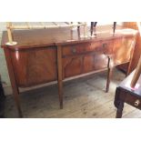 An Edwardian mahogany inlaid and cross banded sideboard with two cupboards and drawer