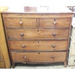 A Regency mahogany chest of five drawers with inlaid crossbanding and column detail