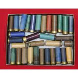 Approx 22 various pin-fire shotgun cartridges with approx 10 pin-fire unused cases,