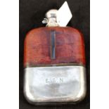 A silver plated hip flask by James Dixon & Sons,