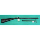 A Victorian air rifle/cane of approx 120 bore with leather covered air reservoir stock,