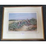 A signed Richard Robjent print 'English Partridges', framed and glazed,