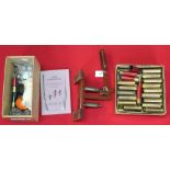 Thirty three brass 8 bore cases plus six Eley Kynoch paper cases, together with dies, wads, primers,