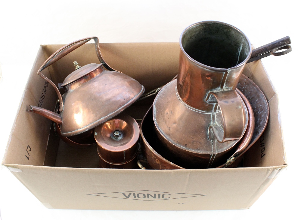 19th Century and other copper items including kettle, coffee pot,