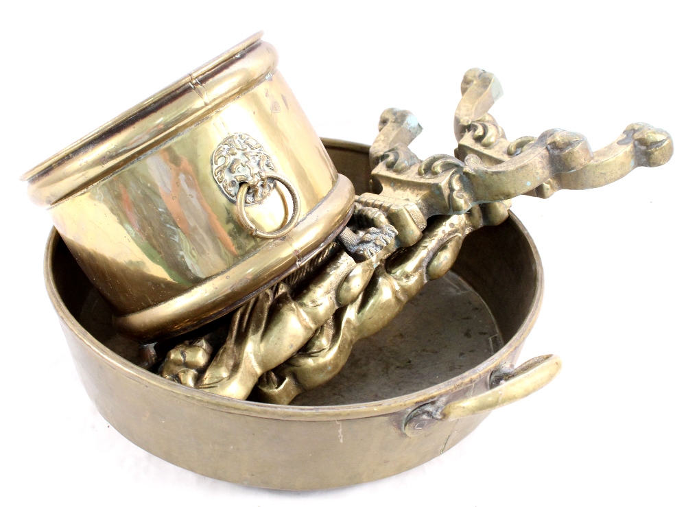 A Victorian brass jam pan,